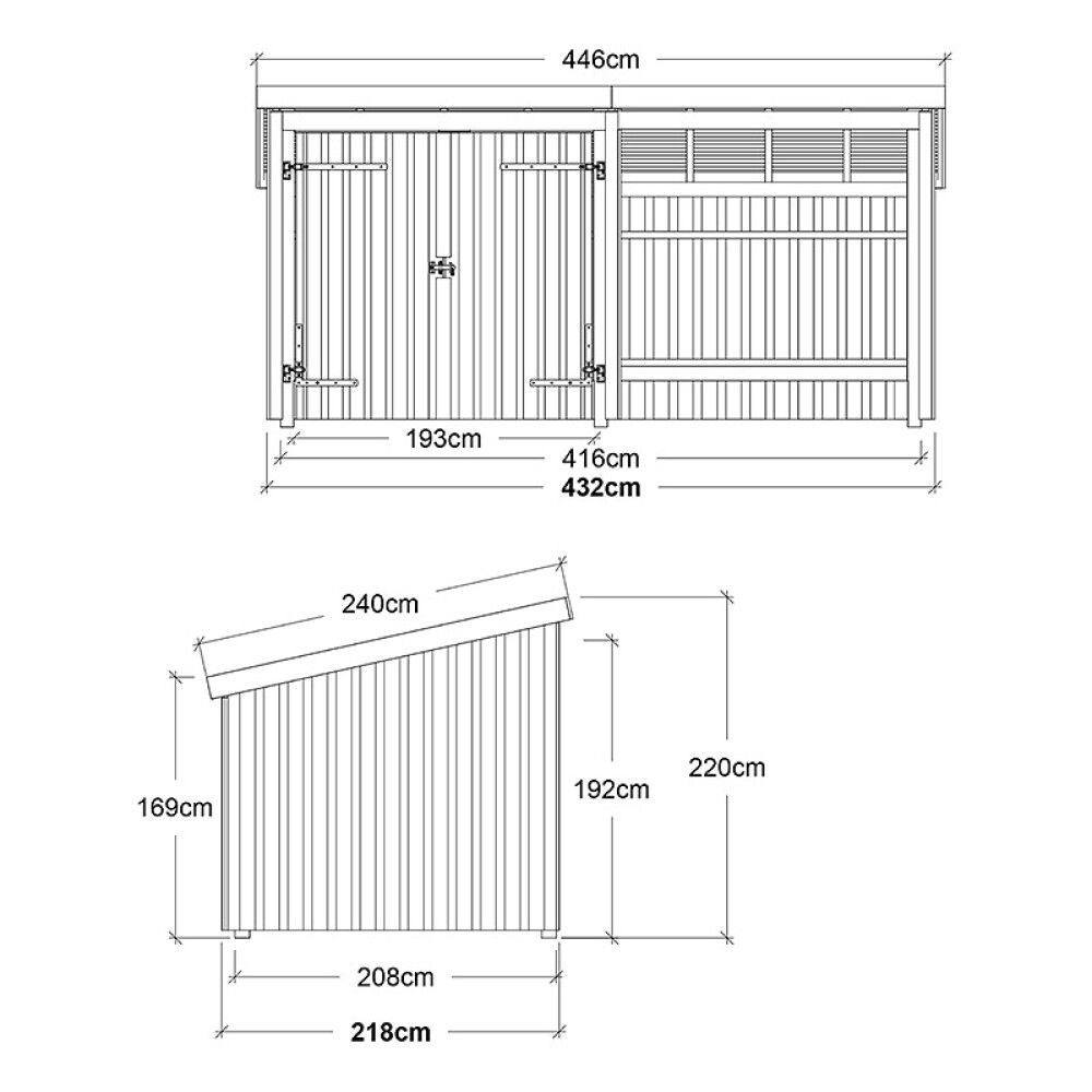 REDSKAPSBOD PLUS NORDIC DOBBELDØR UBEHANDLET 9,5M²