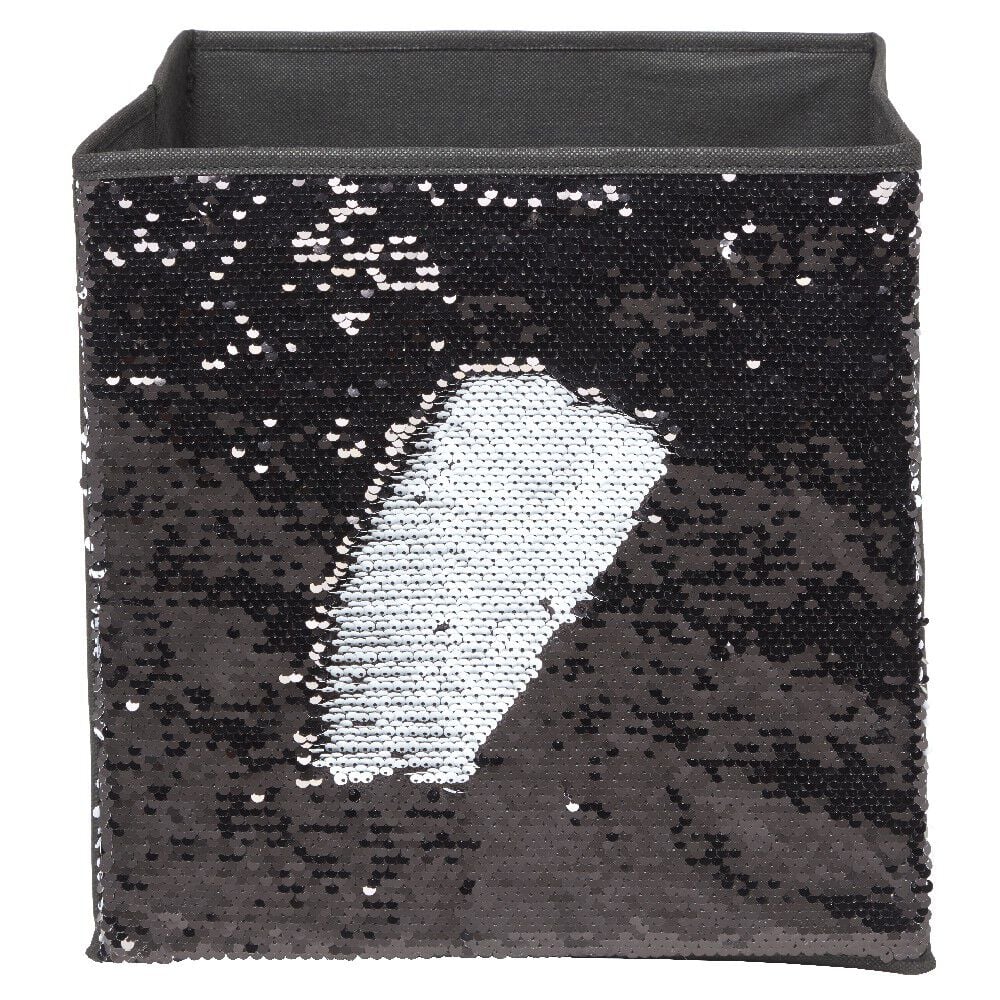 Panière Box Cube 31x29x31cm sequins noir