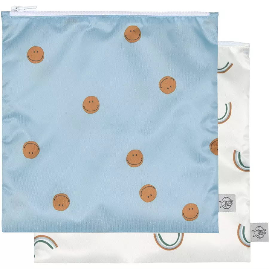 LÄSSIG Frühstücksbeutel, Happy Rascals Smile sky blue 2 Stück