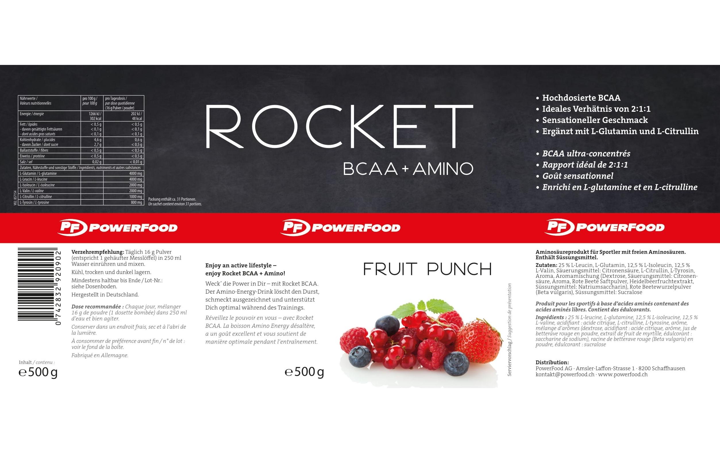 Pulver One Rocket BCAA Fruchtig 500 gAmino-Energiegetränk