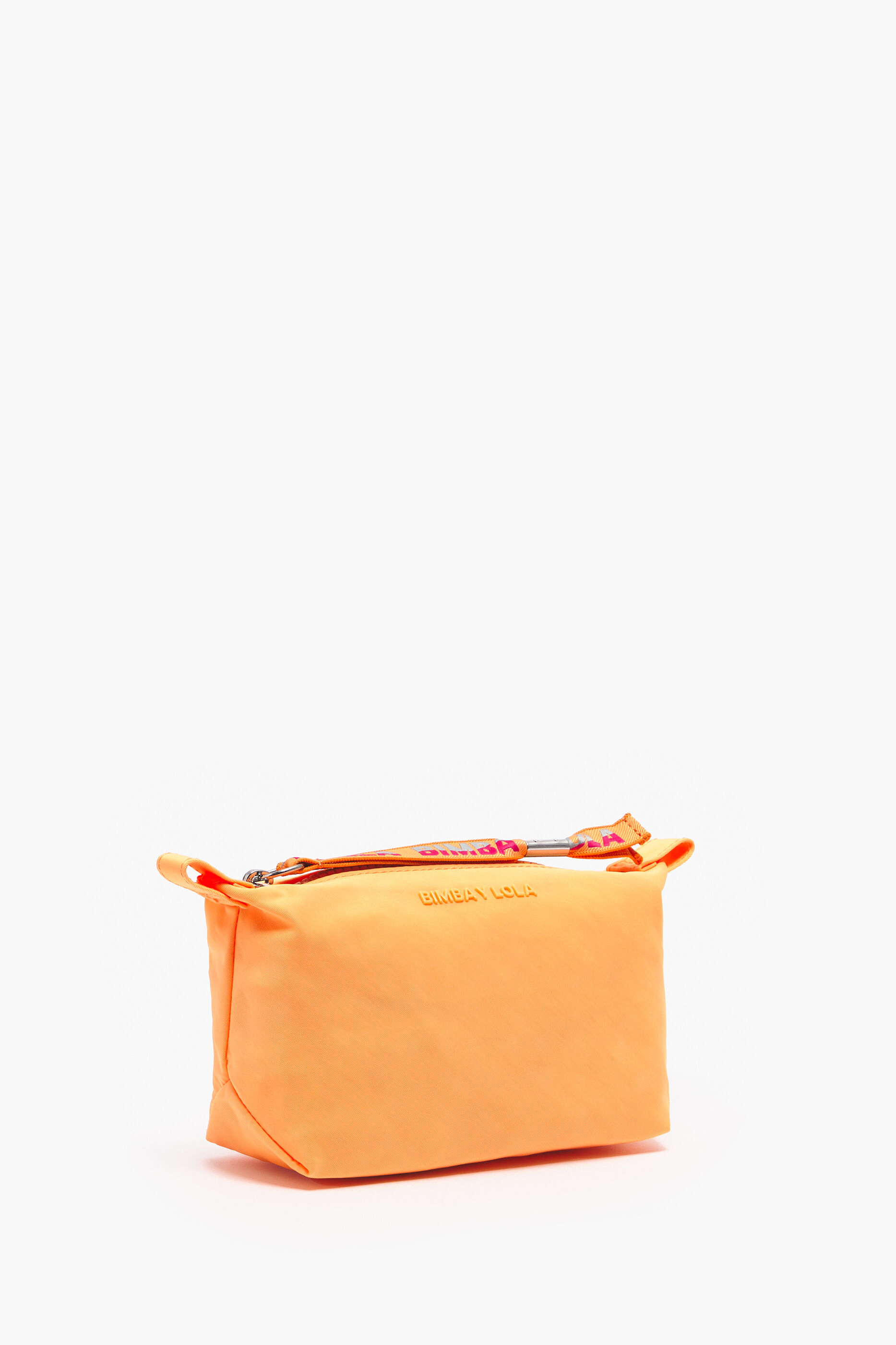 Nécessaire trapezoidal de nylon laranja tamanho P