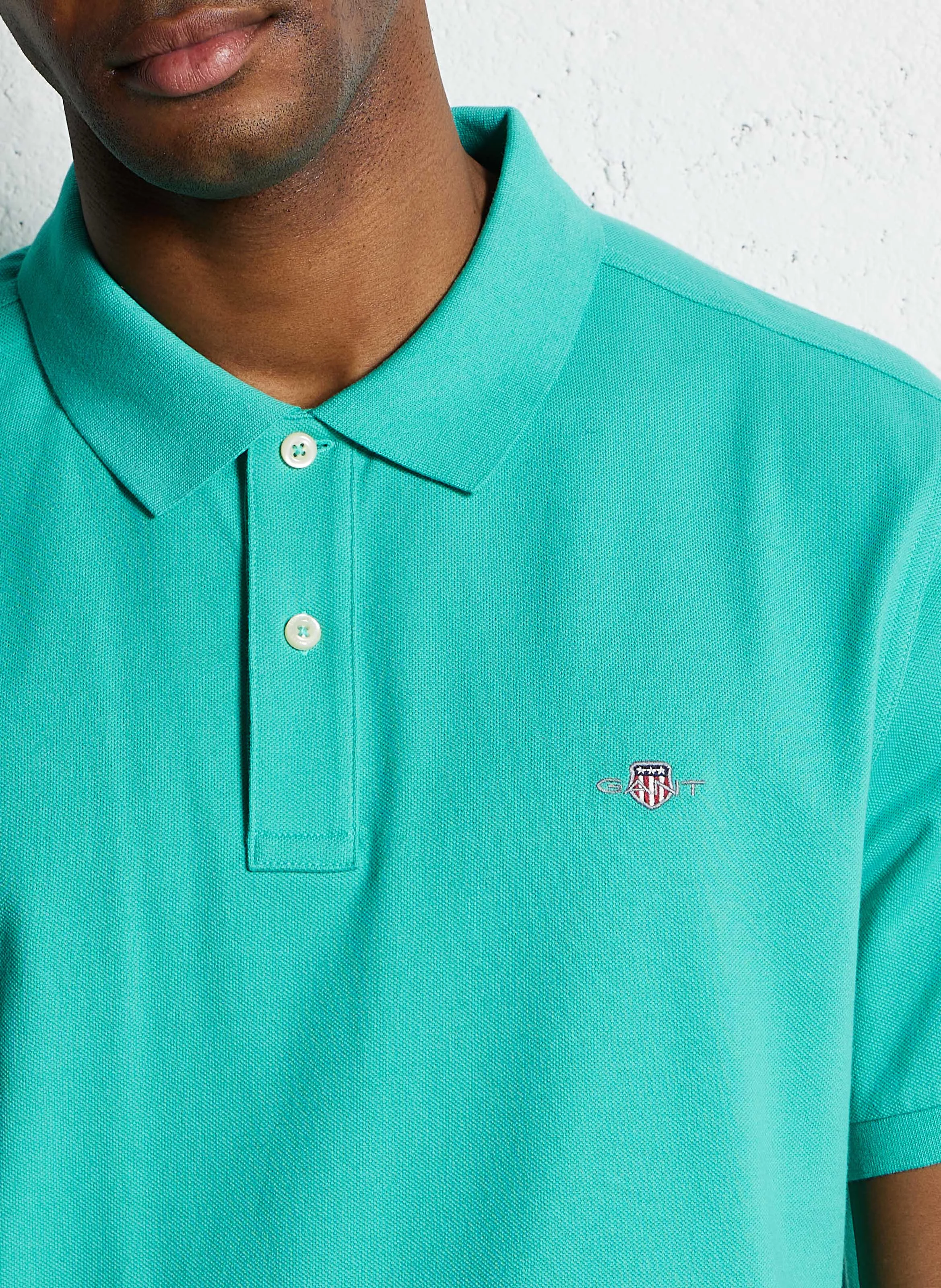 Polo col classique droit en coton| Vert