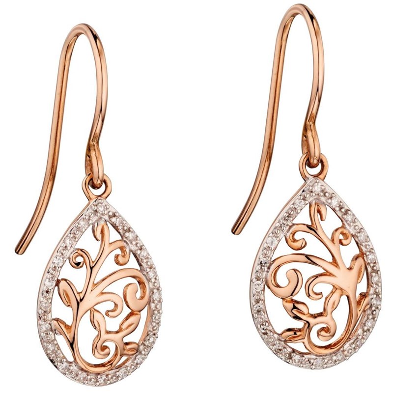 Boucle d'oreille diamant en or rose 375/1000