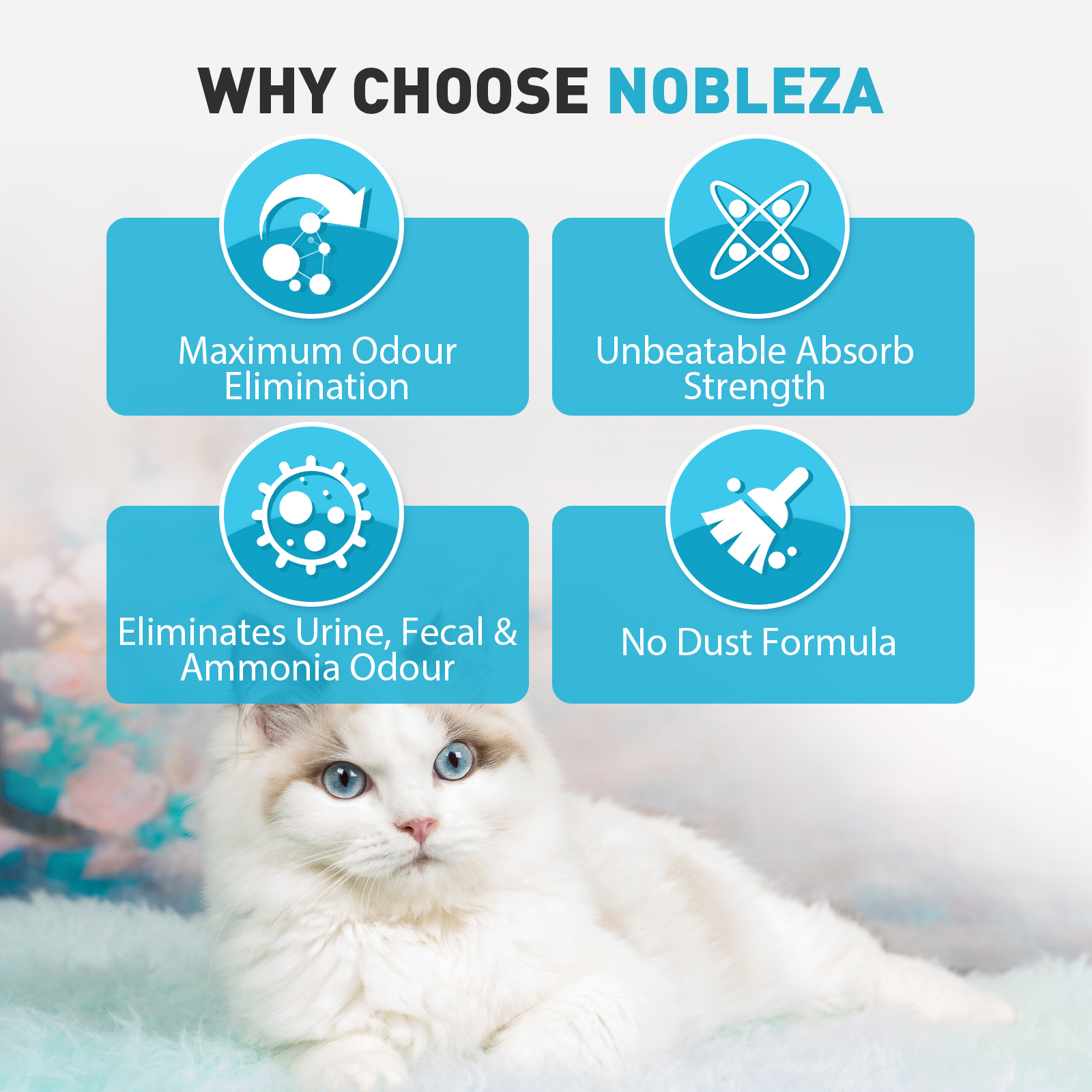 Nobleza - Areia higiênica de sílica para gatos, em gel diamante, 3,8L. Absorvente, confortável e biodegradável.