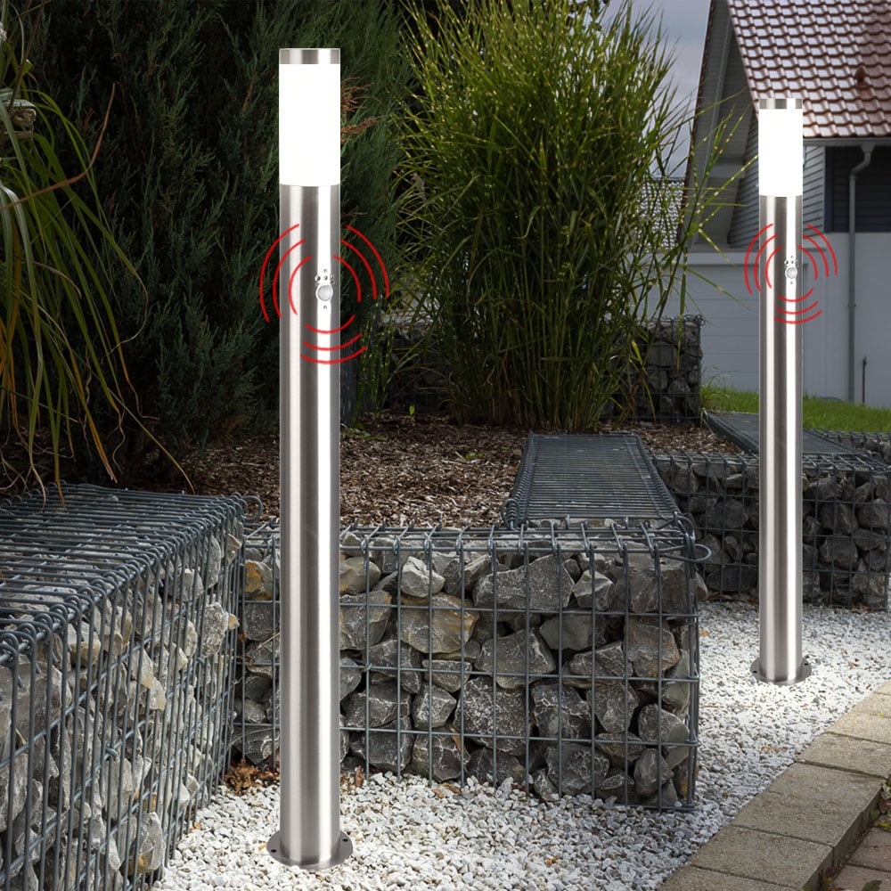 3x Stehleuchte silber, Bewegungsmelder, H 110 cm