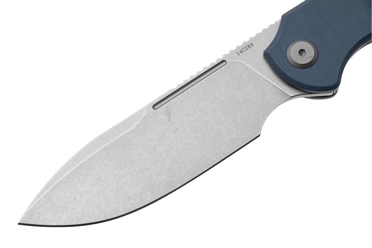 Eutektik Binary BIN-DSW-L Stonewashed 14C28N, Blue G10, linkshandig zakmes