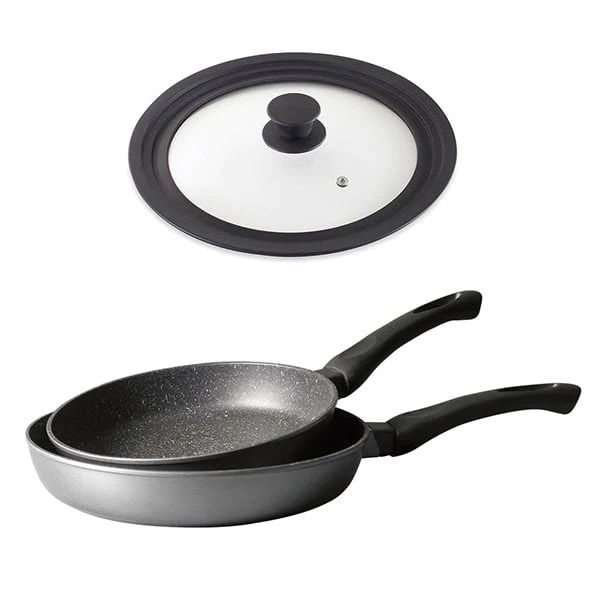 Lot 2 Poêles avec revêtement Dur comme la pierre 24 et 28 cm et Couver