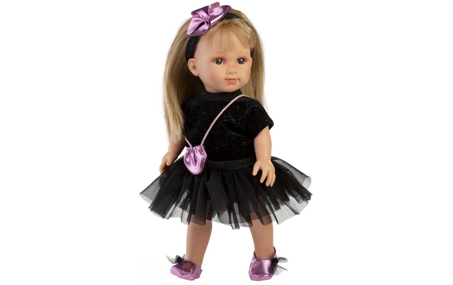 Puppe Lucy mit Glitzerkleid schwarz 35 cmGrosse Anziehpuppe im trendigen Outfit