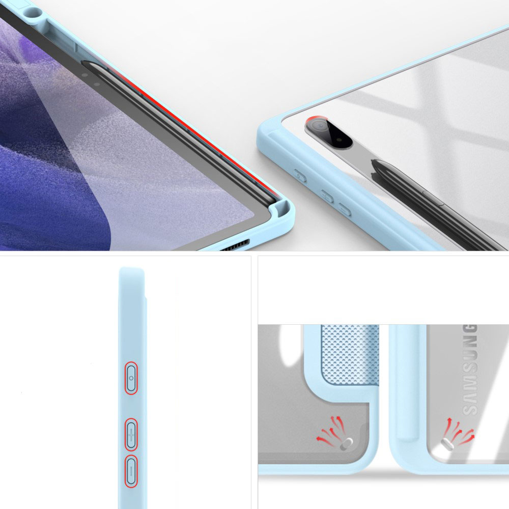 Samsung Galaxy Tab S8  Plus / Tab S7 FE 5G / Tab S7  Plus Leder Tasche Smart Cover Schutzhülle   S-Pen Halter - Hellblau