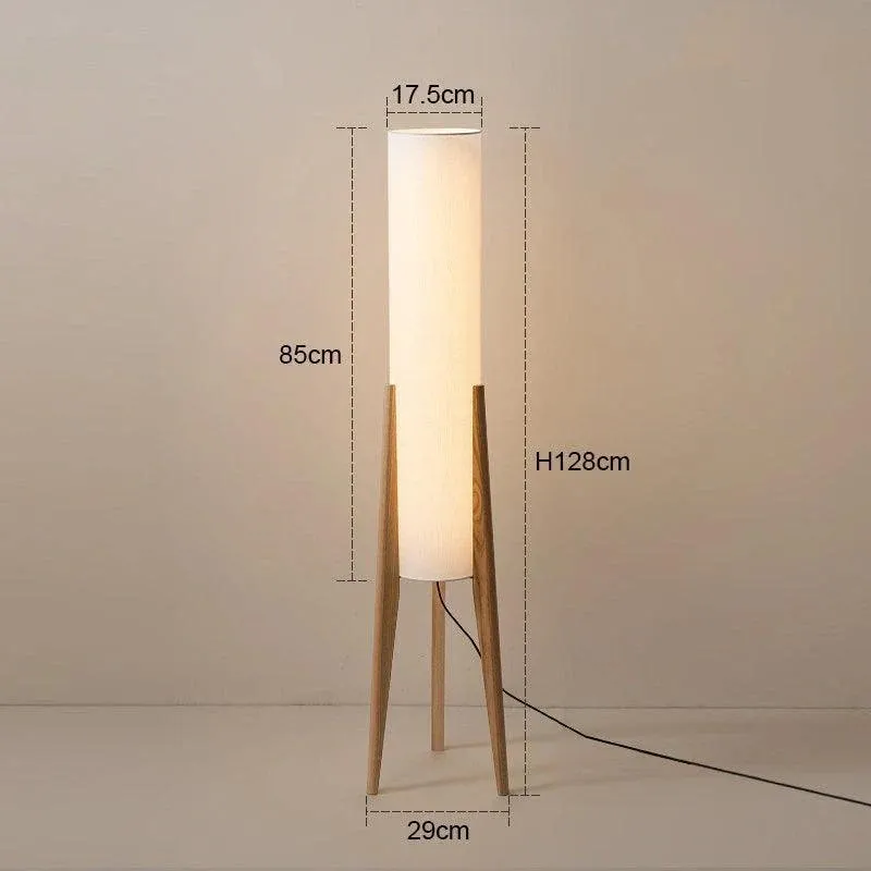 Modern Retro Wood Fabric Tripod Floor Lamp | Scandinavian Art LED Home Mood Tall Stand Light