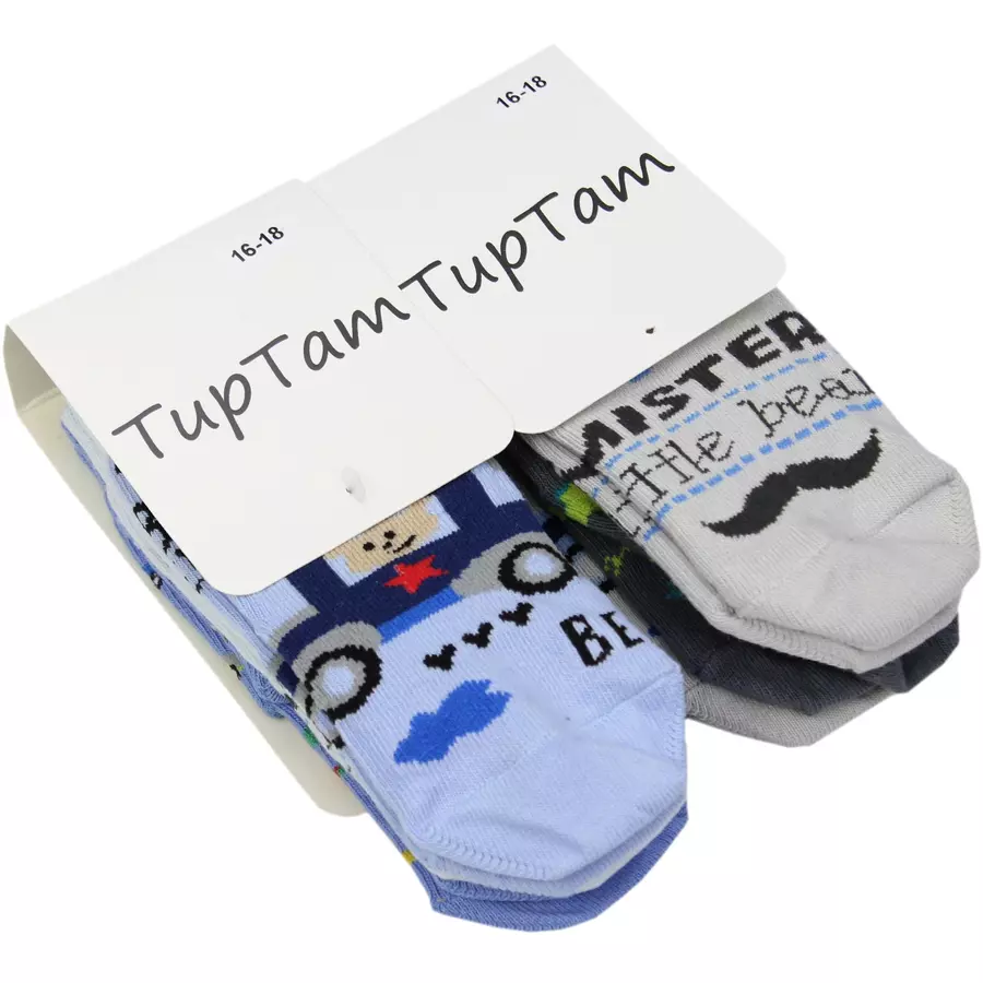 TupTam Kinder Socken Mädchen Jungen Bunt Gemustert 6er Pack grau
