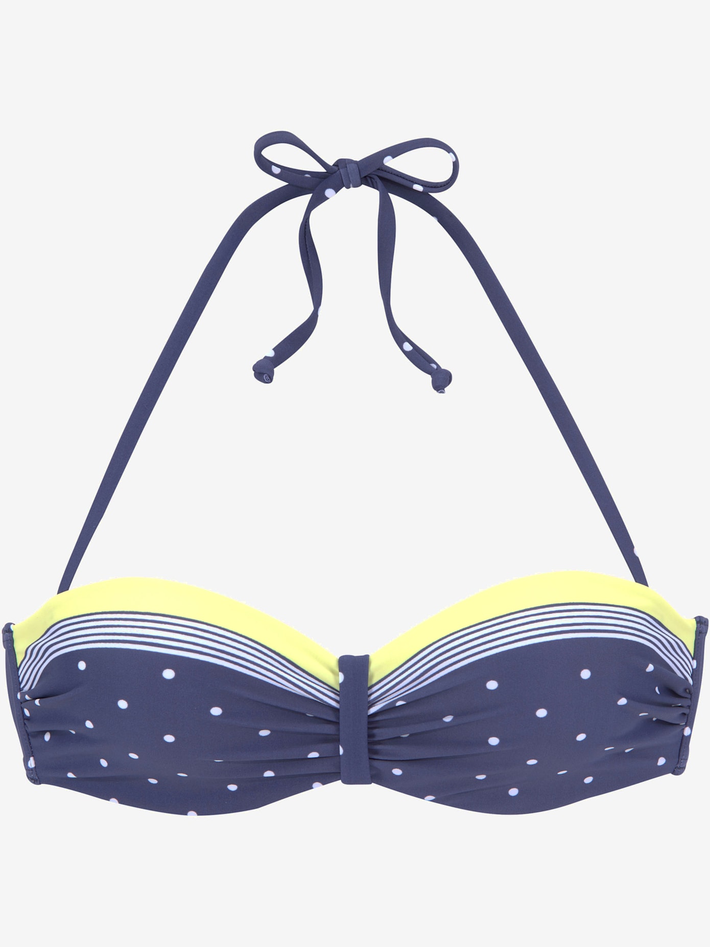 Haut de bikini bandeau à armatures imprimé à pois et rayures
