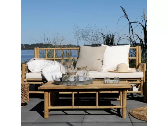 Canapé en bambou avec coussins marron 176 x 72 X 80 cm