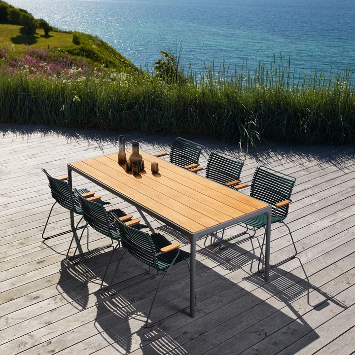 HOUE - FOUR Outdoor Tisch, 270 x 90 cm, Bambus / dunkelgrau