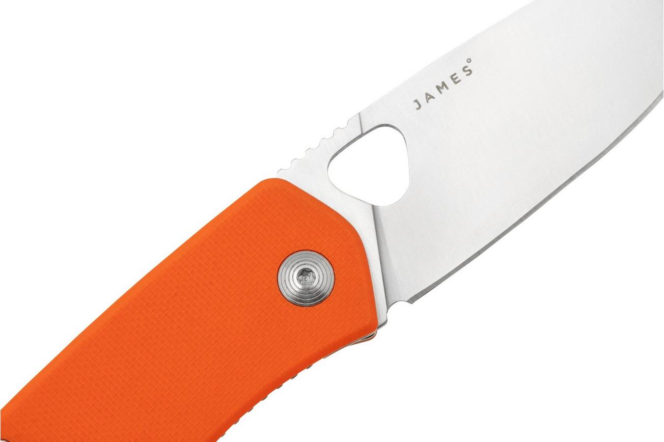 The James Brand The Folsom, Orange G10, Satin zakmes