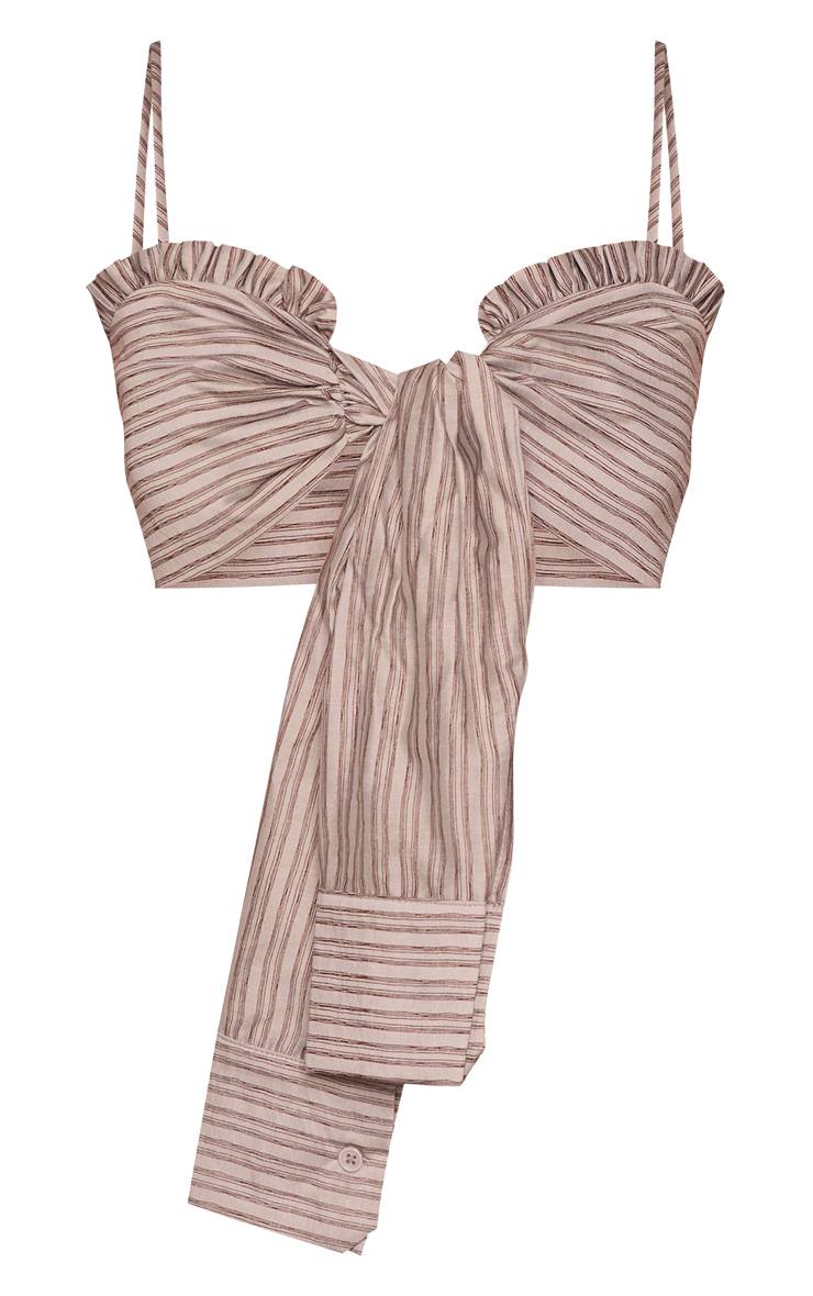 Gris Top À Bretelles Détail Chemise À Rayures