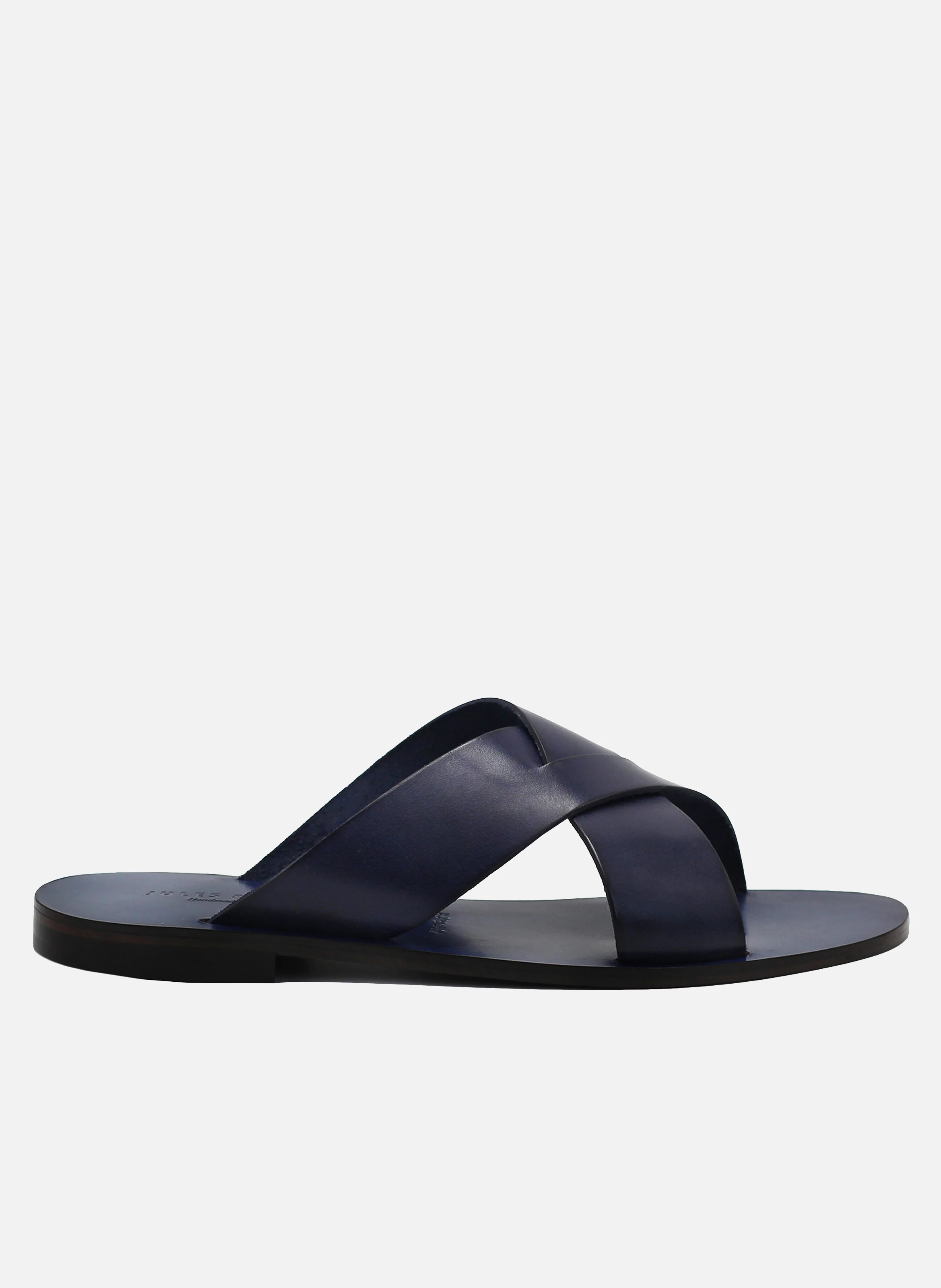 Mules plates cuir lisse | Bleu