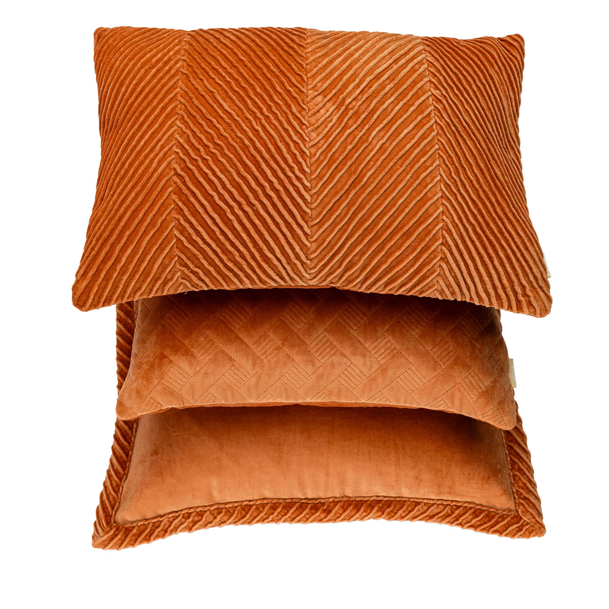 Kussen velours Grids orangebrass