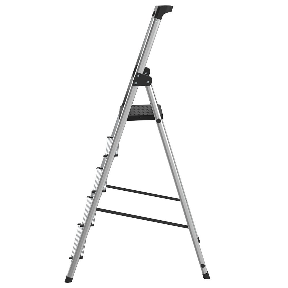 Huishoudladder met 5 treden en gereedschapsbak – opvouwbaar