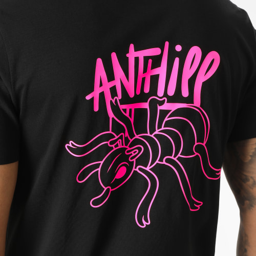 Tee Shirt Ant Noir Rose Fluo