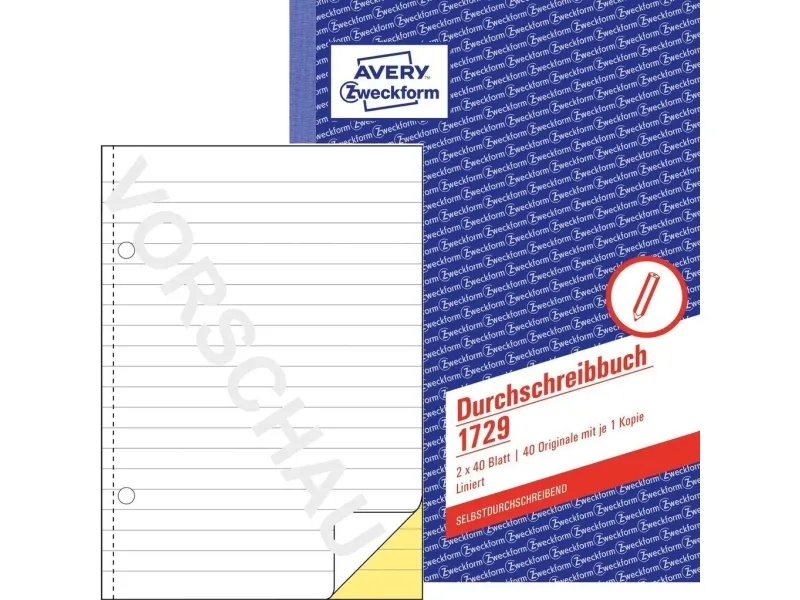 Avery Zweckform - Kopieringsbog - 40 ark - A5 - duplikat - karbonfri