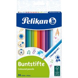 Crayon de couleur hexagonal mince, étui de 36