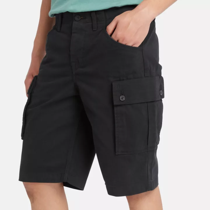 Short cargo en sergé pour homme en noir