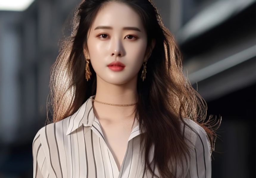 Jeonseon - Gestreept overhemd met lange mouwen en kraag