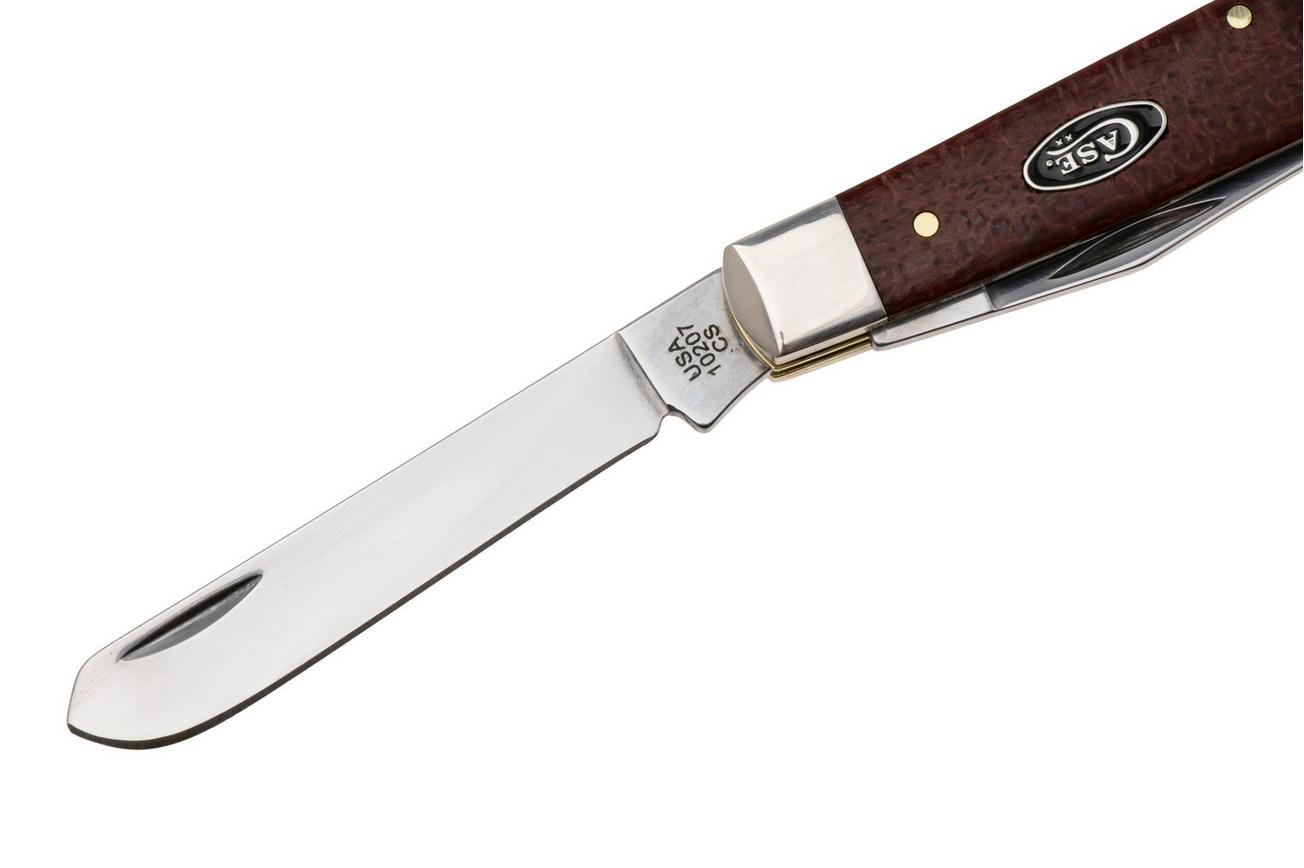 Case Mini Trapper Smooth Dark Red Burlap Micarta, 12271, 10207 CS zakmes