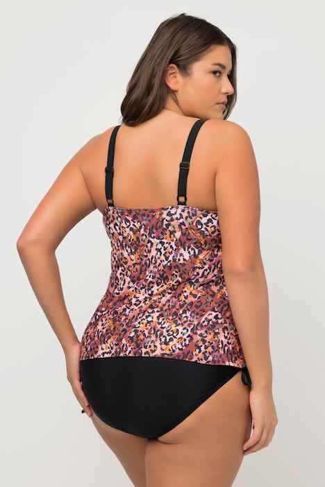 Tankini, Leomuster, Perlen, Softcups, längeres Oberteil