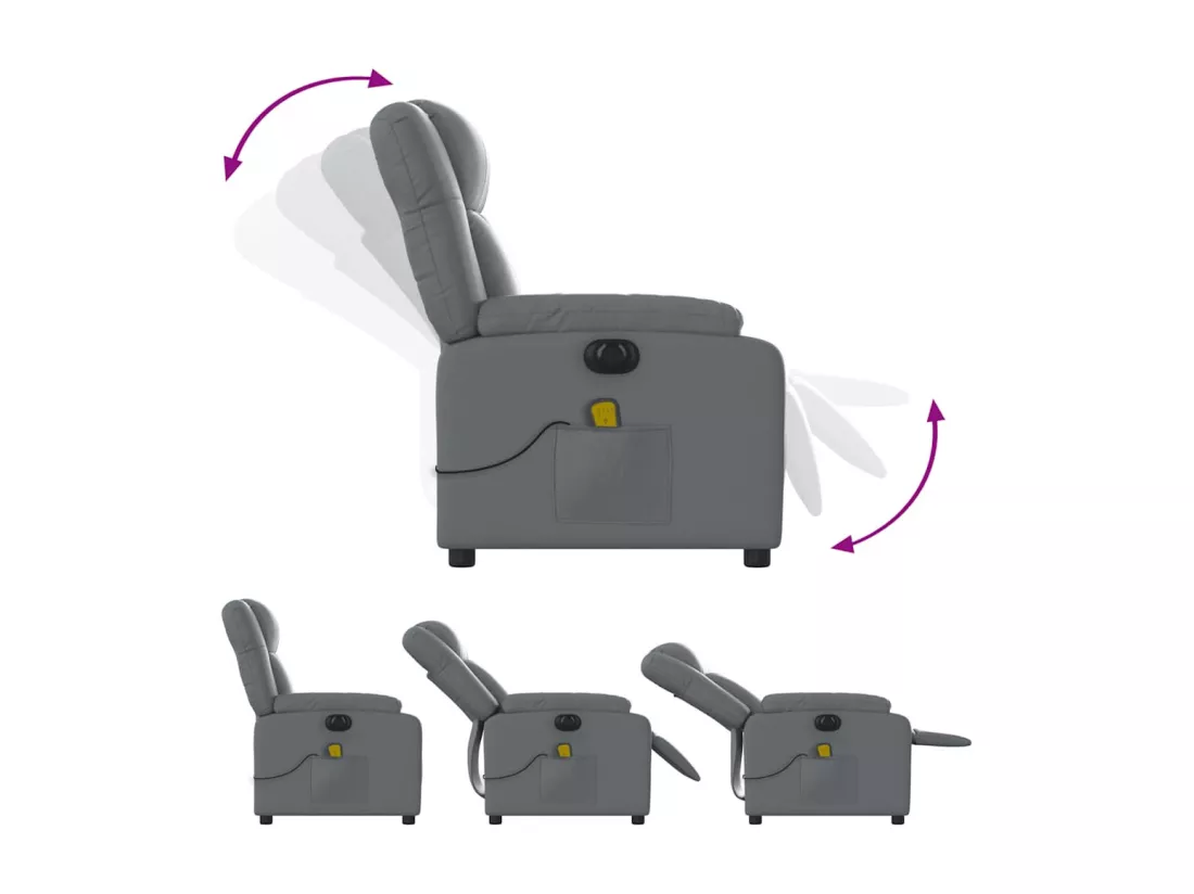 Fauteuil de massage inclinable électrique gris similicuir