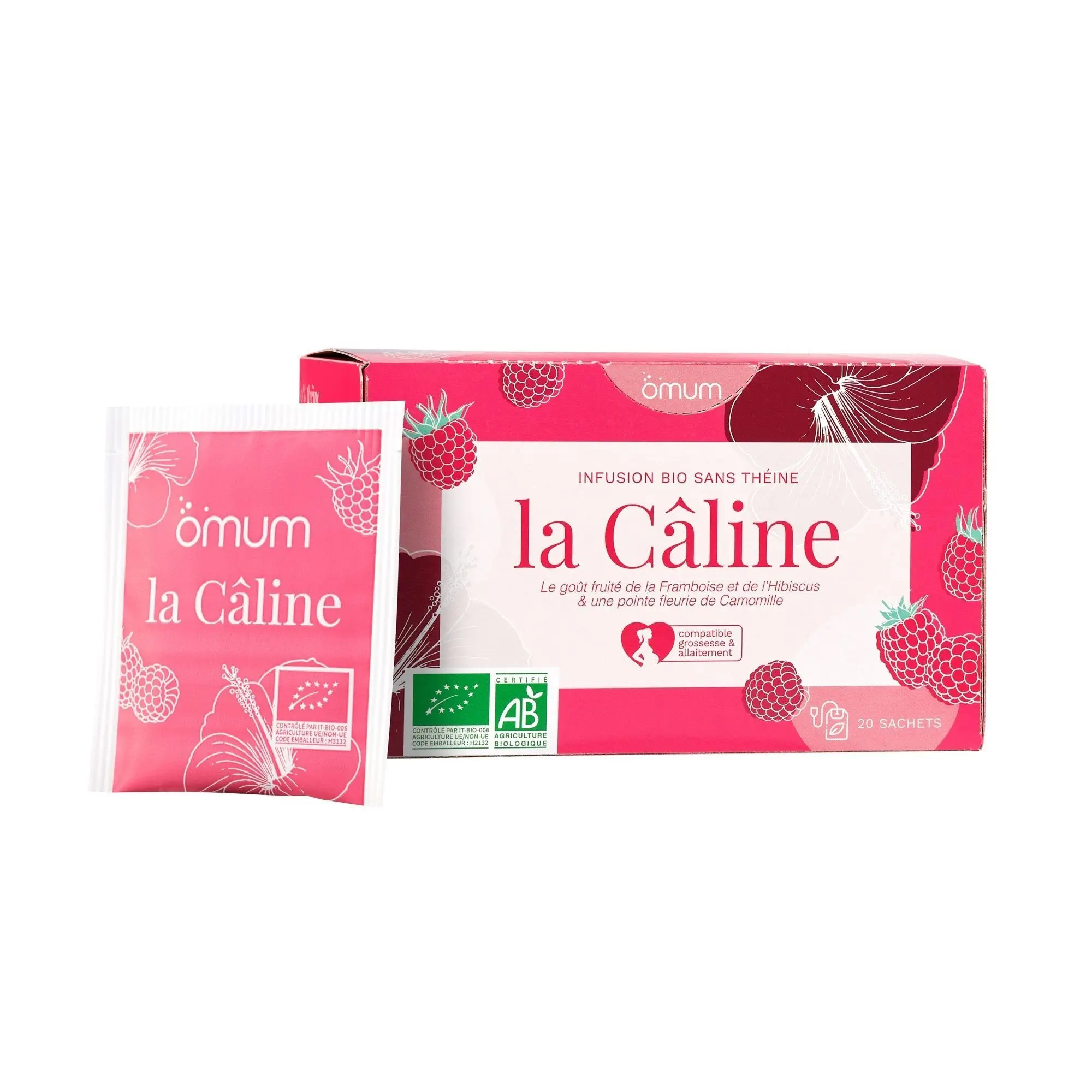 Omum - La Câline Infusion bio sans théine / Compatible grossesse & allaitement Boite 20 sachets - Future et jeune maman