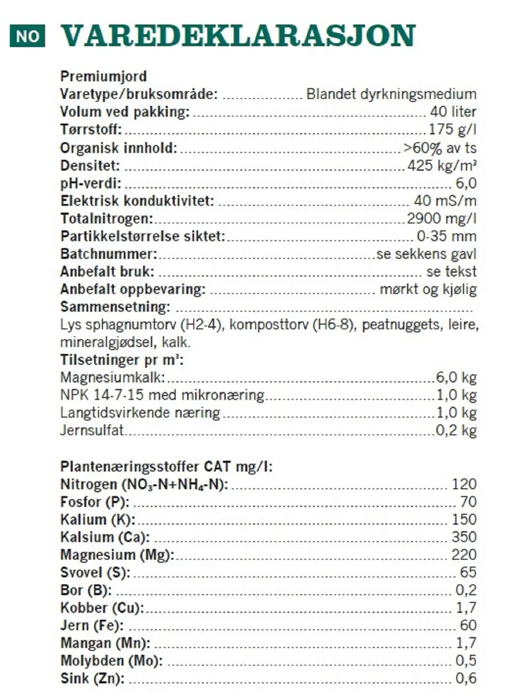 Premiumjord 40 L