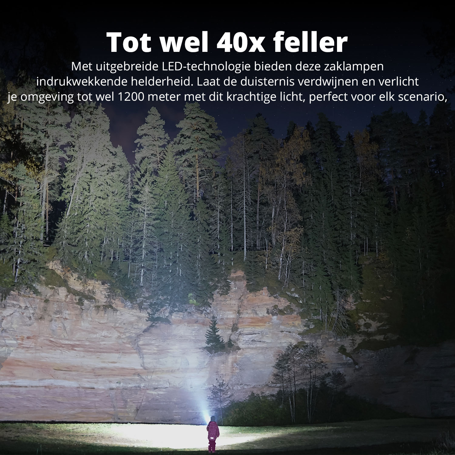 FlinQ oplaadbare LED zaklamp - Black