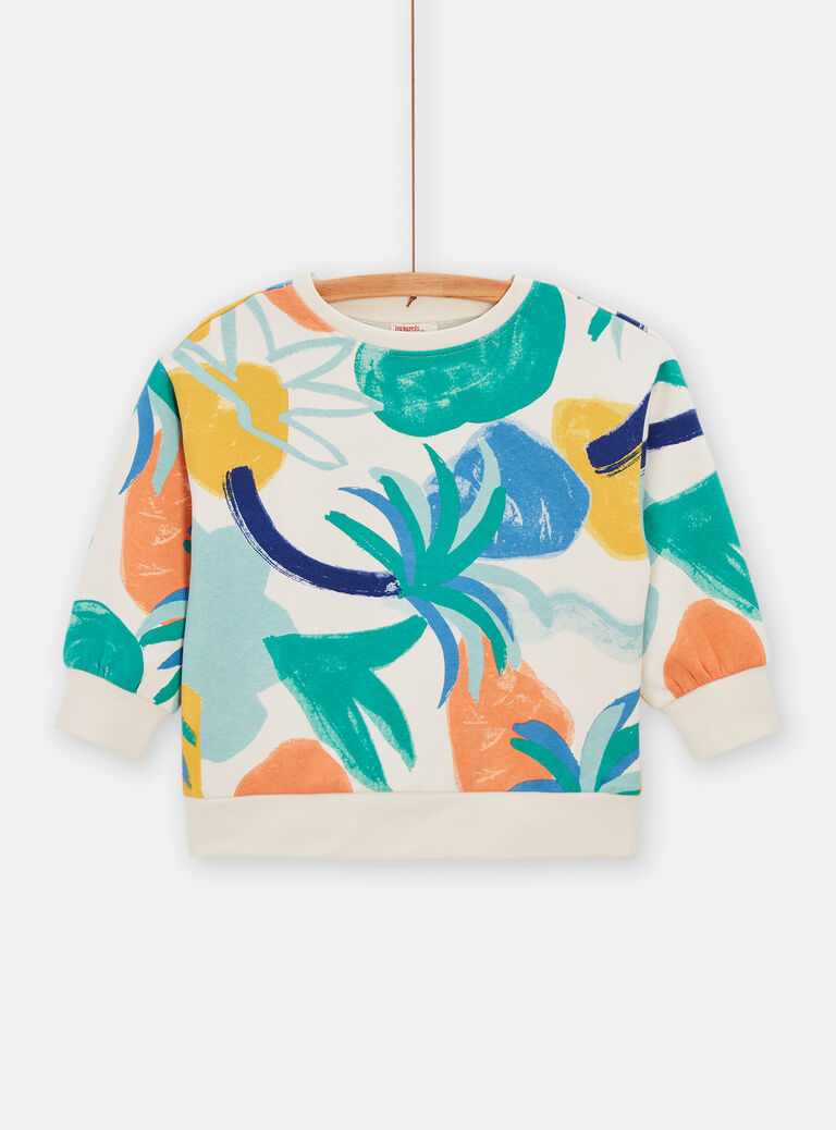 Sweat jaune pale imprimé formes géométriques mixte