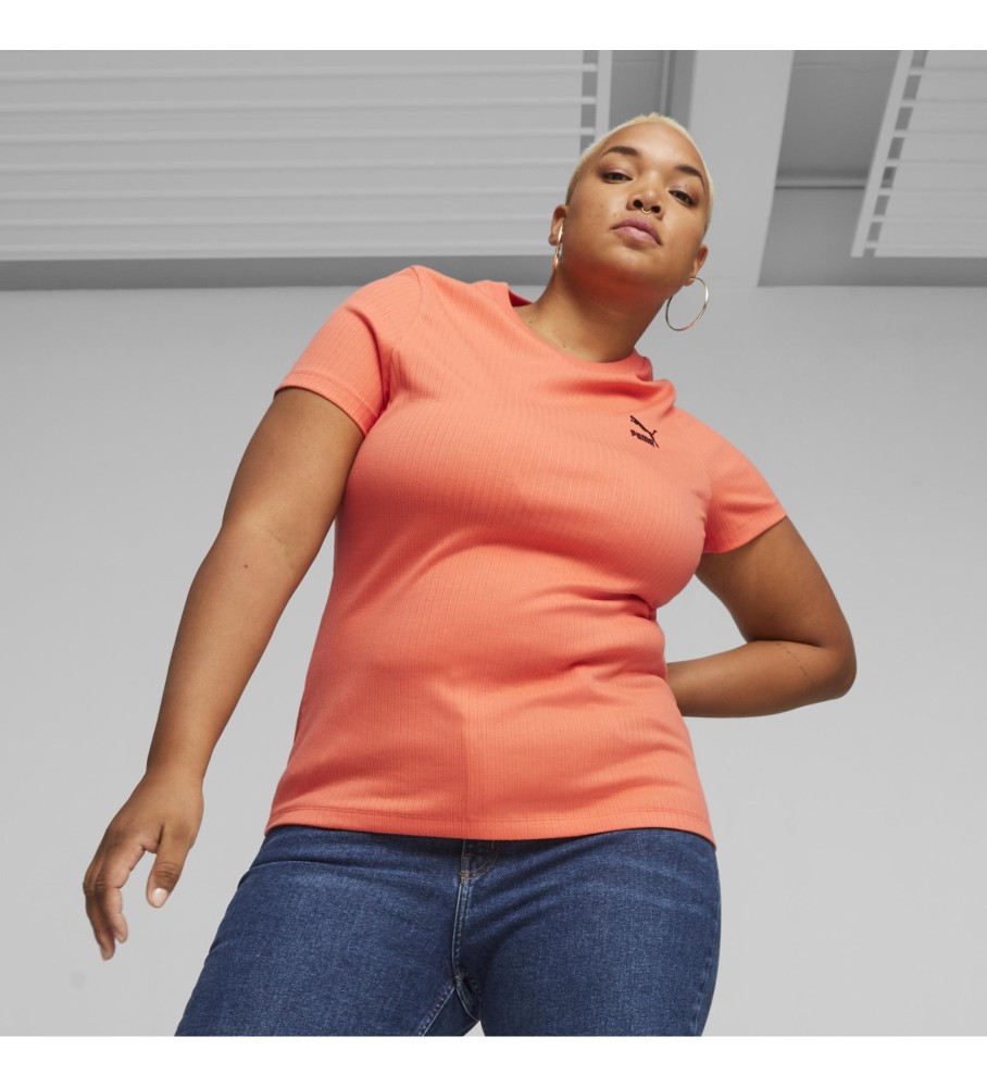 Camiseta Puma Classics Fitted Ribbed Laranja