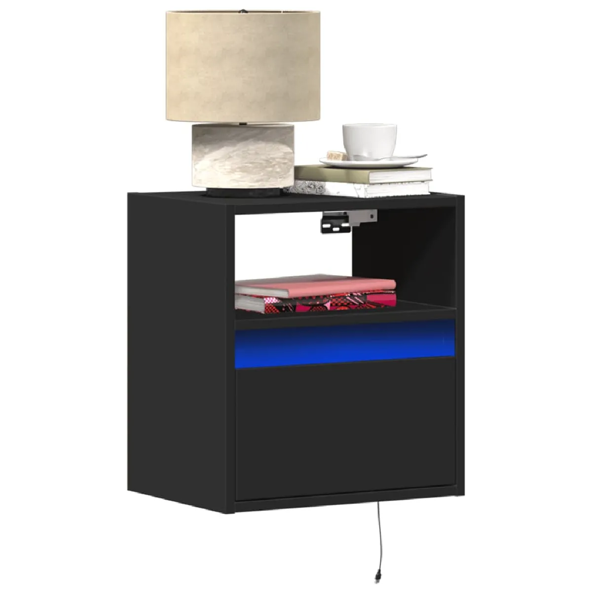 vidaXL Tables de chevet murales - LED - Lot de 2