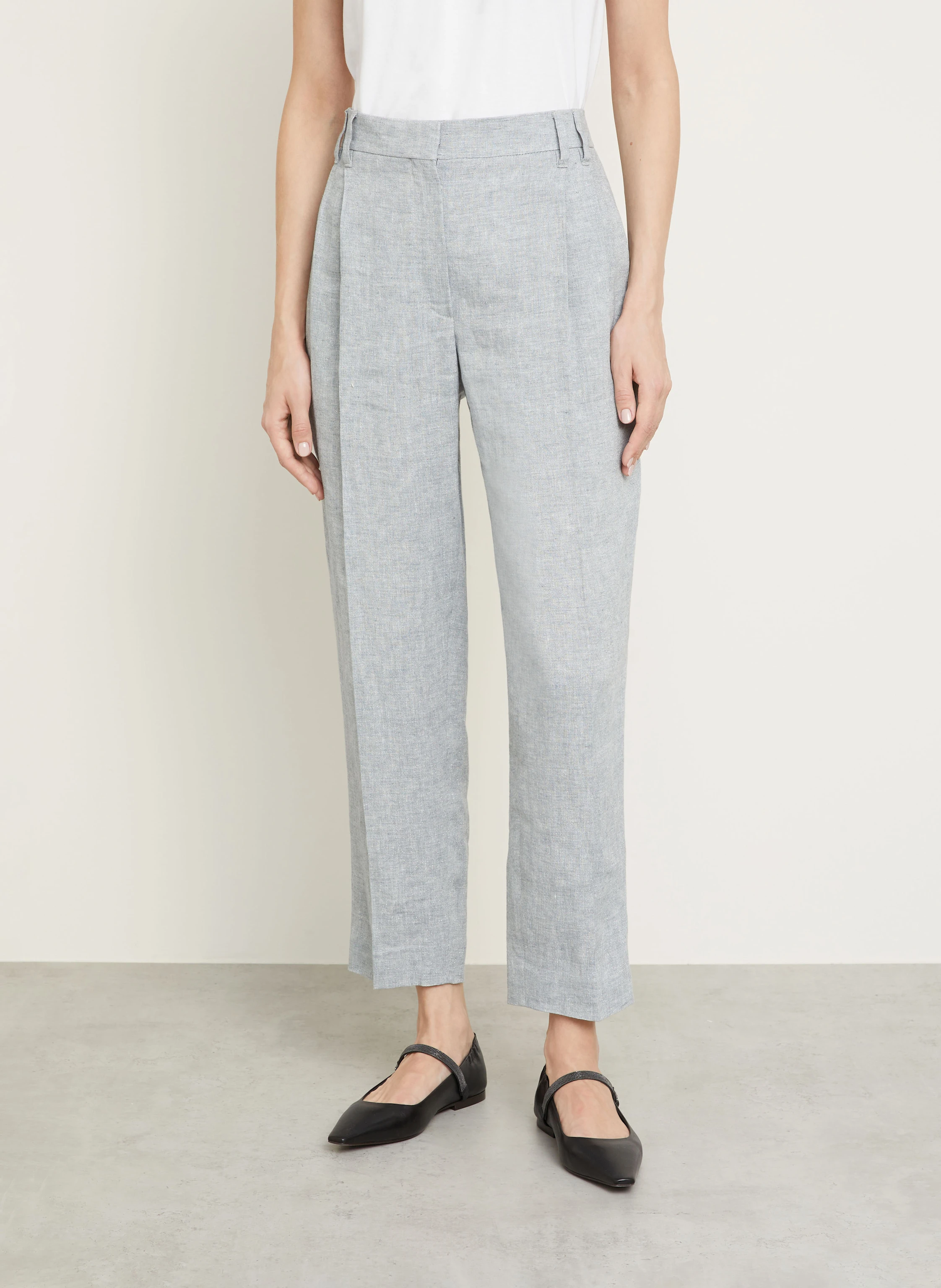 BRUNELLO CUCINELLI Leinenhose mit Glitzergarn