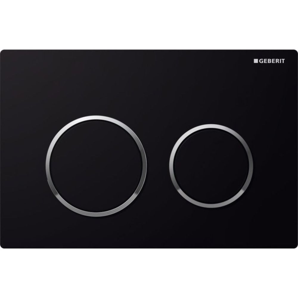 Geberit Omega 20 drukplaat glans zwart met chromen knoprand