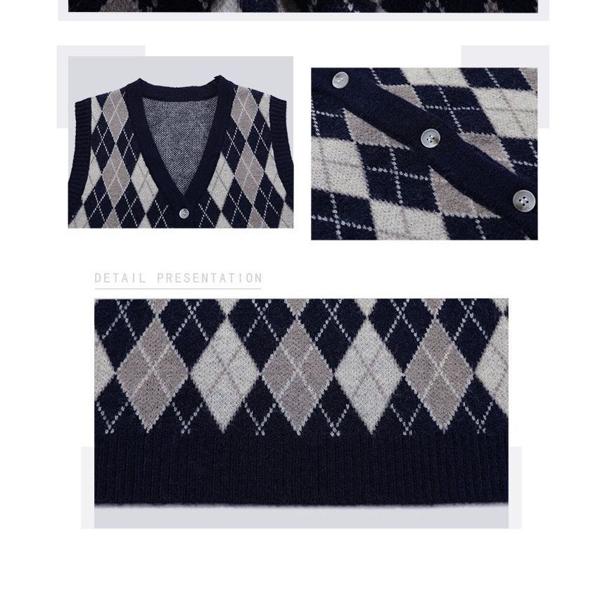 Yupina - V-hals Argyle Trui Vest