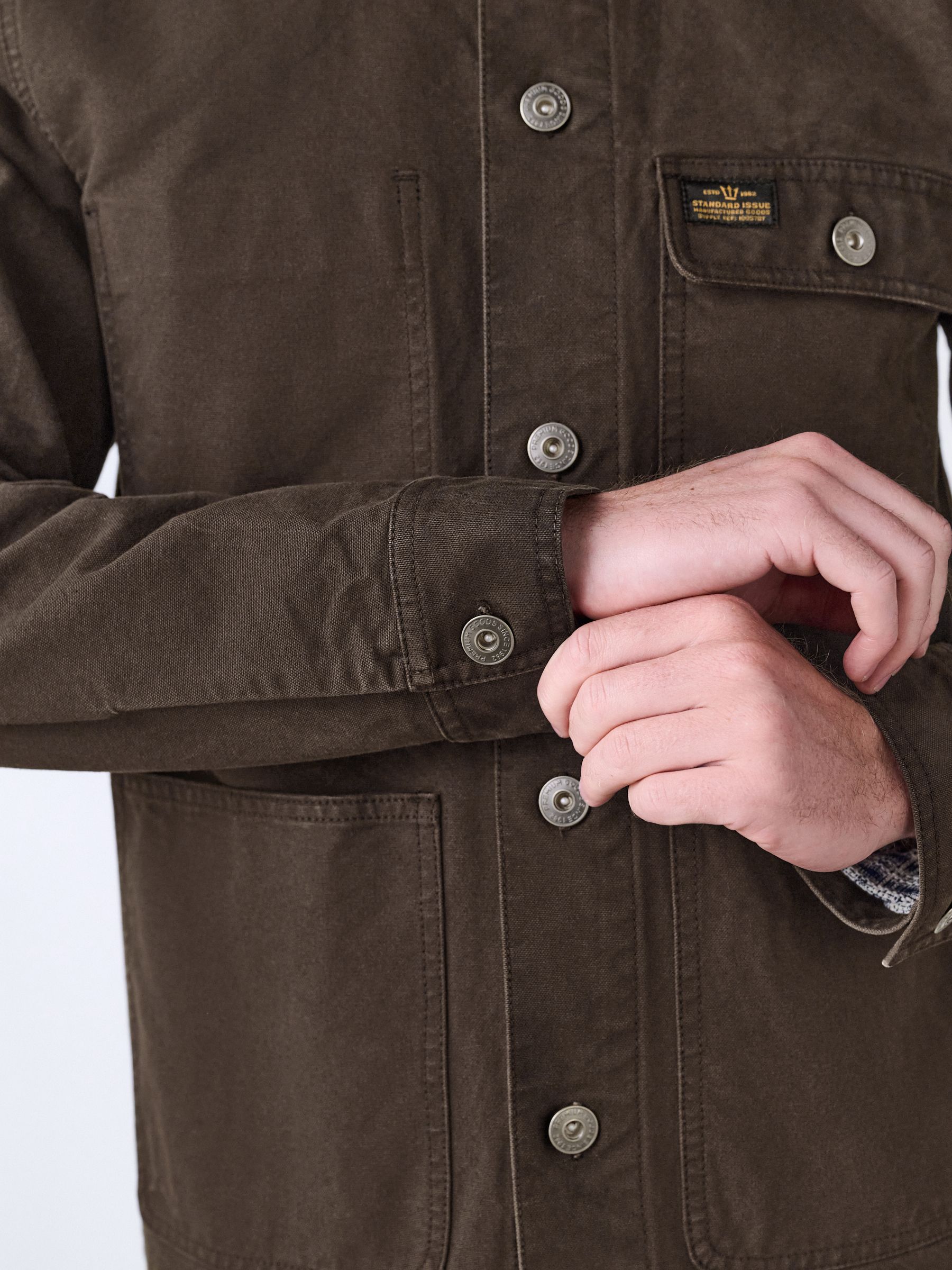 Bruin - Corduroy canvas shacket overshirt met kraag