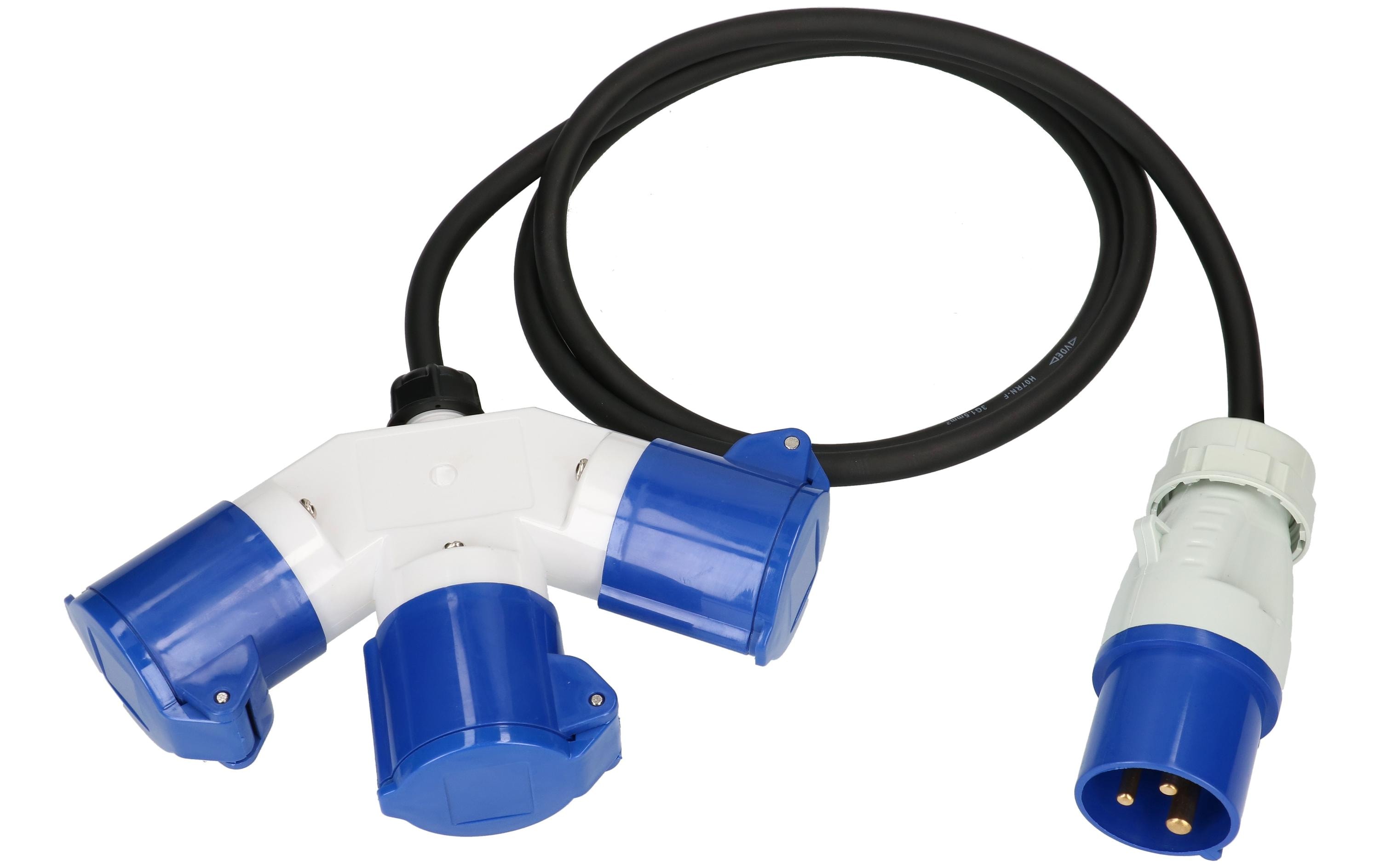 Verlängerungskabel 1.5 m, CEE16/3 - 3x CEE16/3Max Hauri Verlängerung mit CEE16/3 Stecker und Kupplung 3x CEE16/3