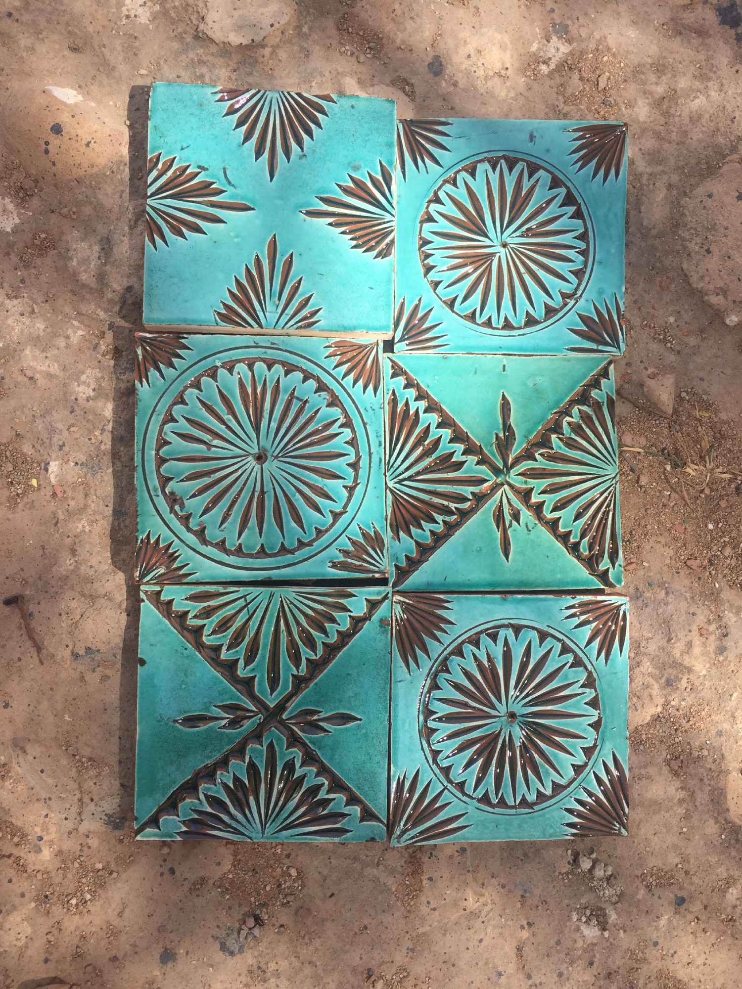 Fliese 'quatrelle turquoise', türkis, L 10 cm, B 10 cm, H 1 cm von fischer's lagerhaus