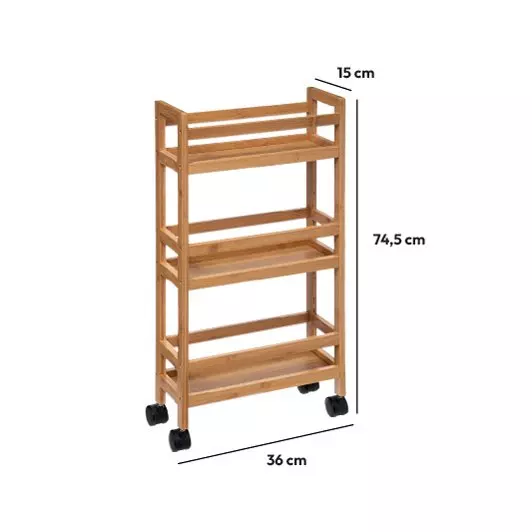 Desserte 3 niveaux bambou (H74,5 cm) Pia Naturel