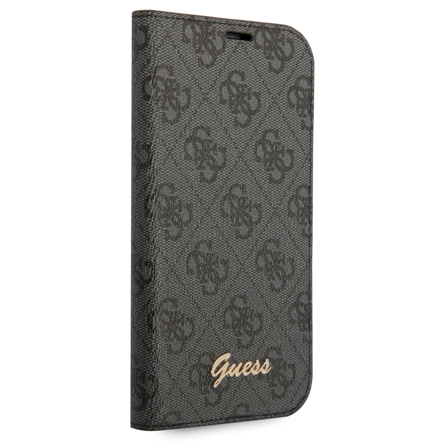 iPhone 14 Pro Max Leder Tasche Book 4G Vintage Logo (GUBKP14XHG4SHK) - Schwarz
