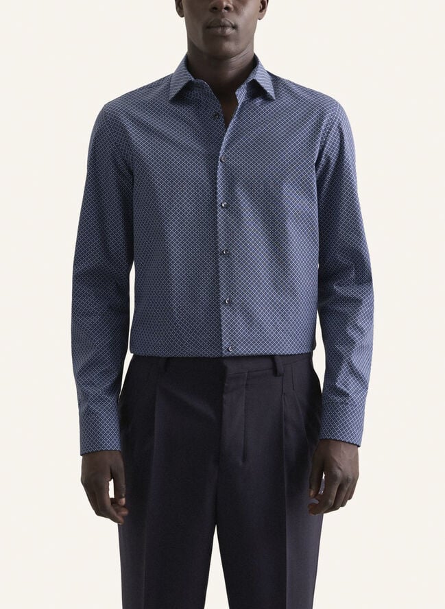 Seidensticker Business Shirt Slim Long sleeve Kent-Collar Print Green