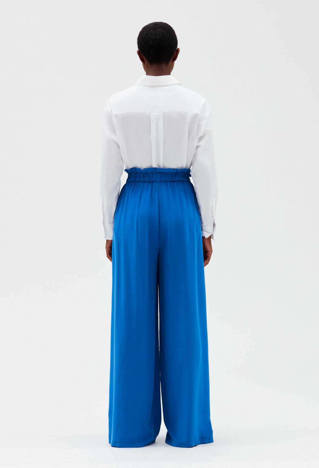 Pantalon soie bleu