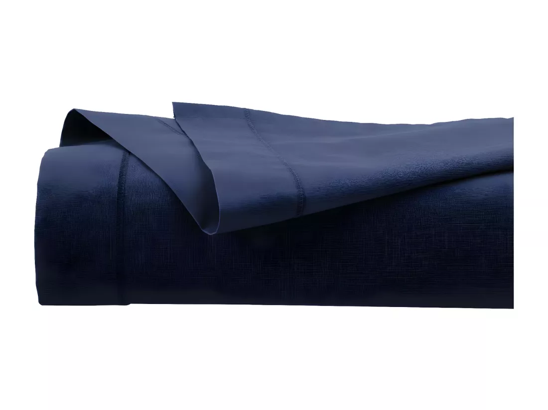 Drap plat 2 Personnes en Coton Bleu encre 240 x 290 cm