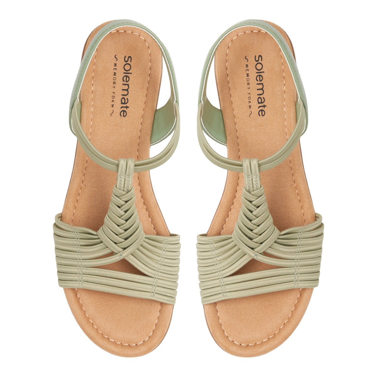 SOLEMATE-Etharehan-Sandales à lanières - Talon plat - Vert Clair