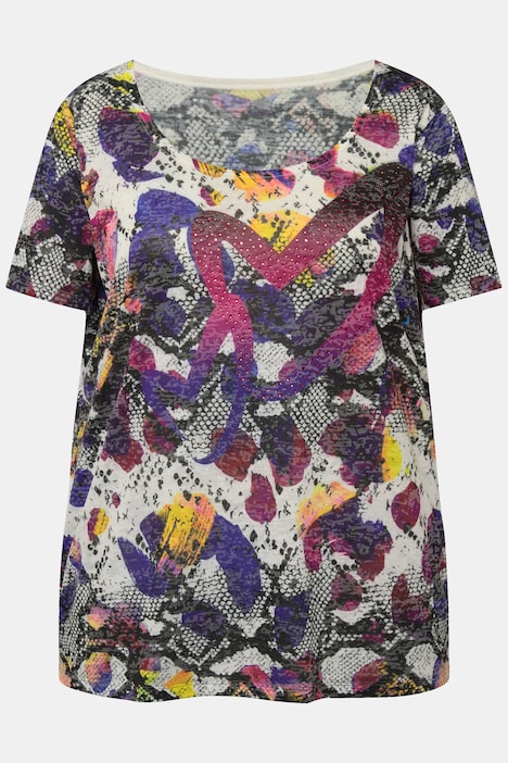 T-Shirt, Alloverdruck, Rundhals, Halbarm